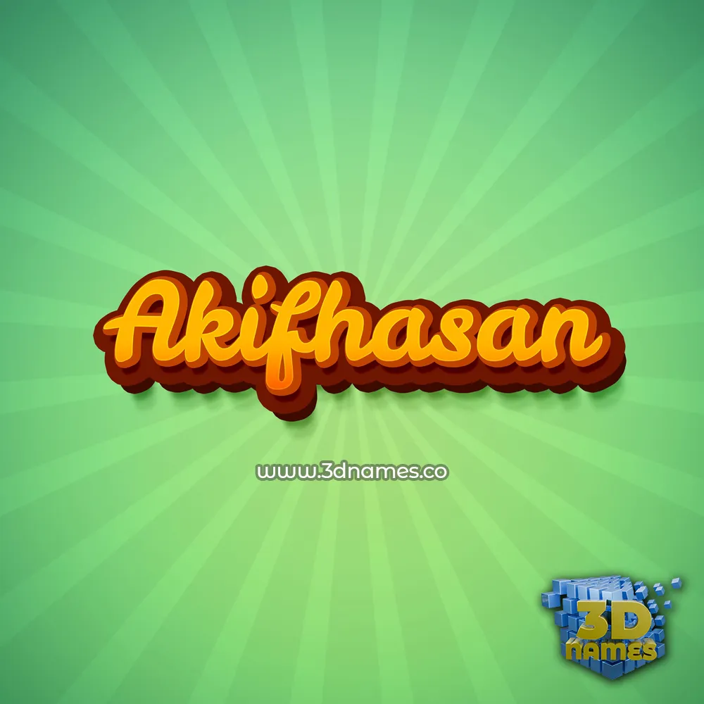 akifhasan in Green Rays style - 3D name wallpaper