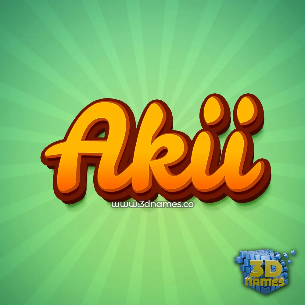 akii in Green Rays style - 3D name wallpaper