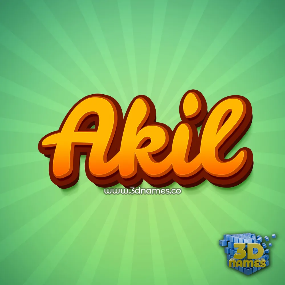 akil in Green Rays style - 3D name wallpaper