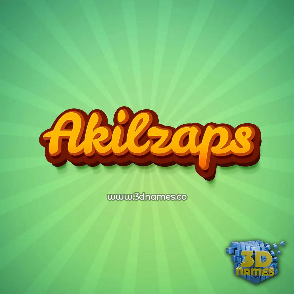 akilzaps in Green Rays style - 3D name wallpaper