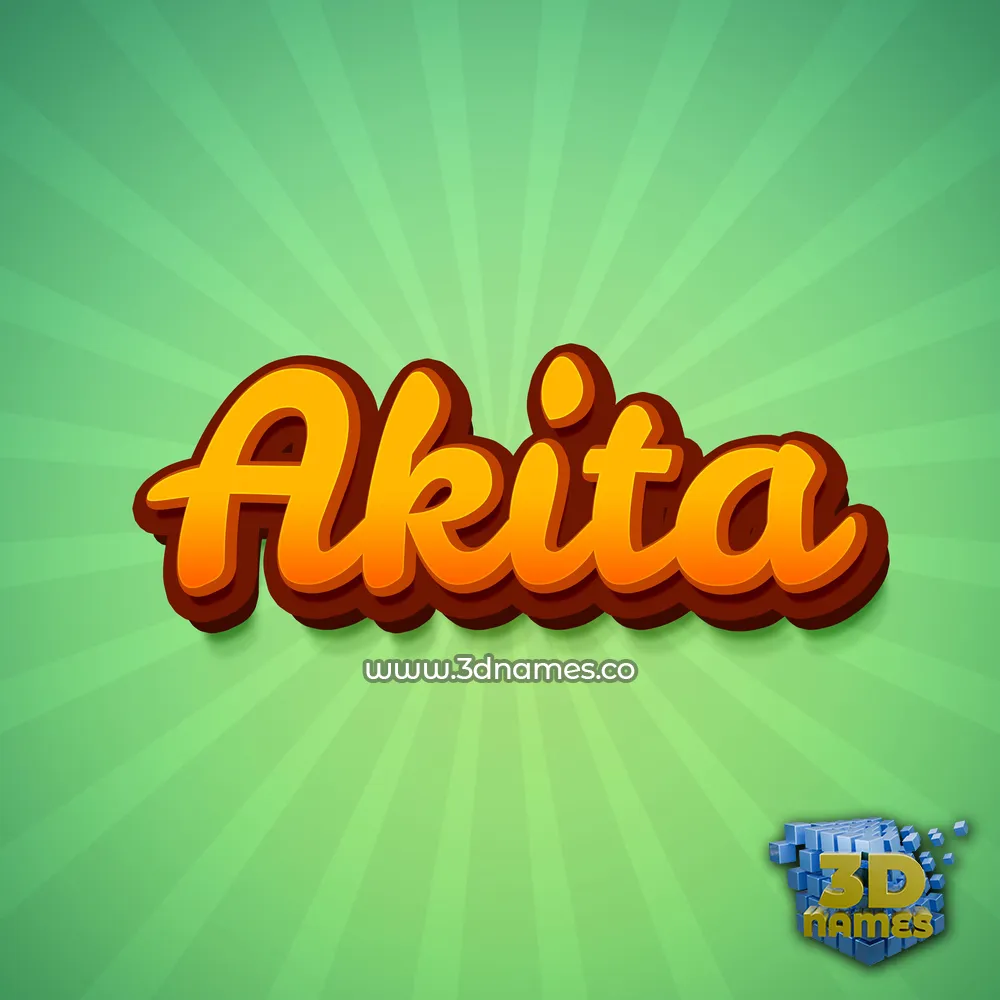 akita in Green Rays style - 3D name wallpaper