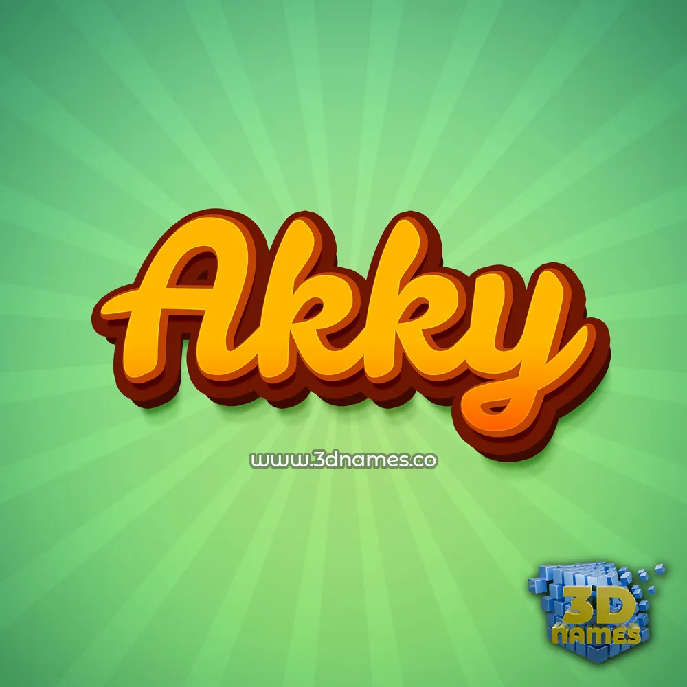 akky in Green Rays style - 3D name wallpaper