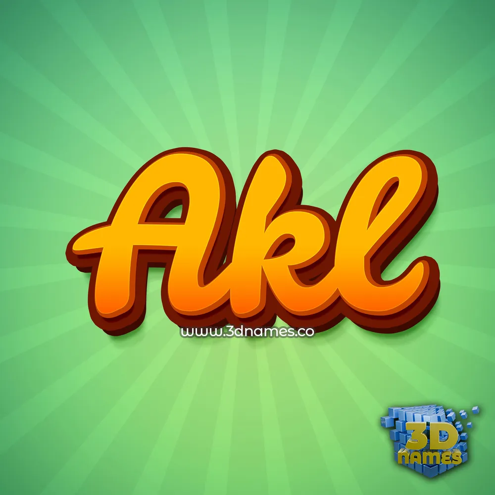 akl in Green Rays style - 3D name wallpaper