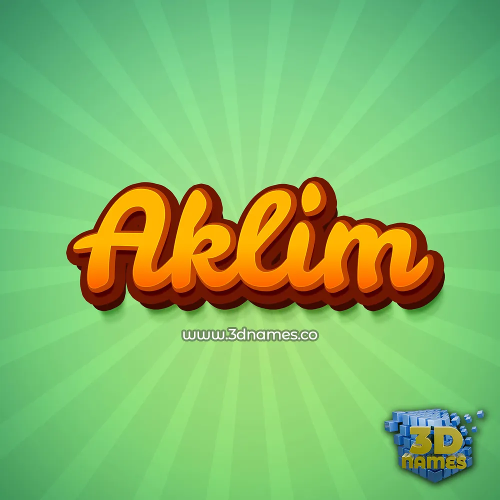 aklim in Green Rays style - 3D name wallpaper