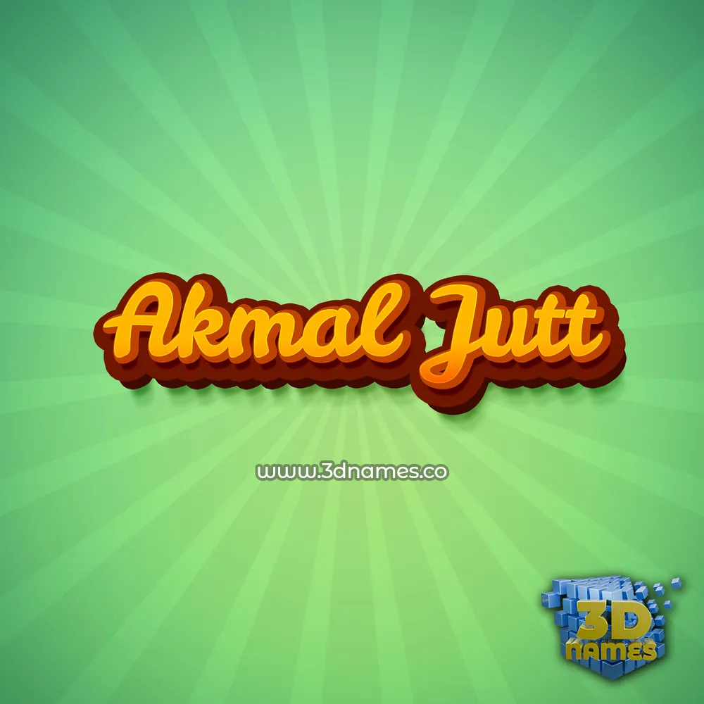 akmal jutt in Green Rays style - 3D name wallpaper