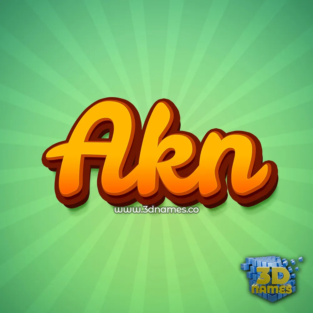 akn in Green Rays style - 3D name wallpaper