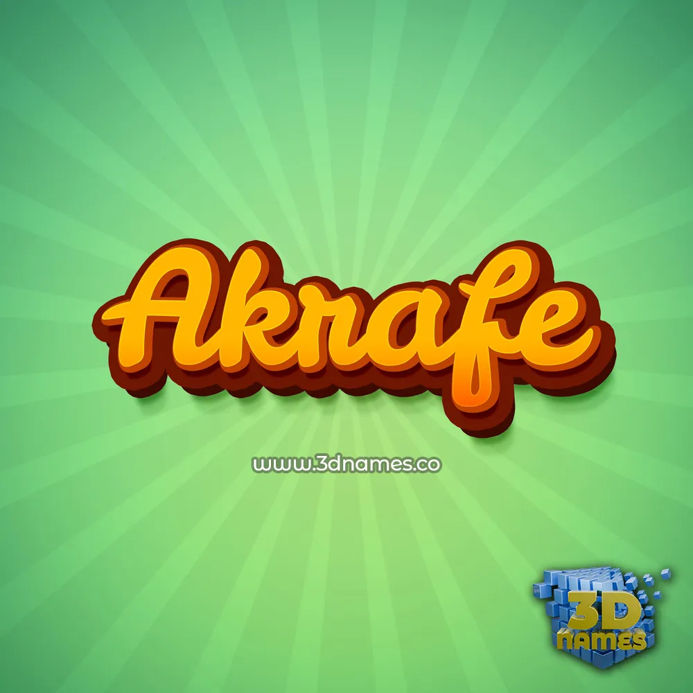 akrafe in Green Rays style - 3D name wallpaper