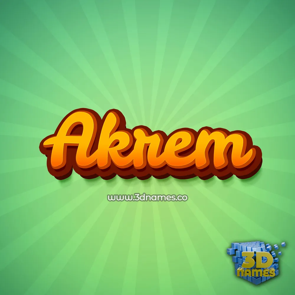 akrem in Green Rays style - 3D name wallpaper
