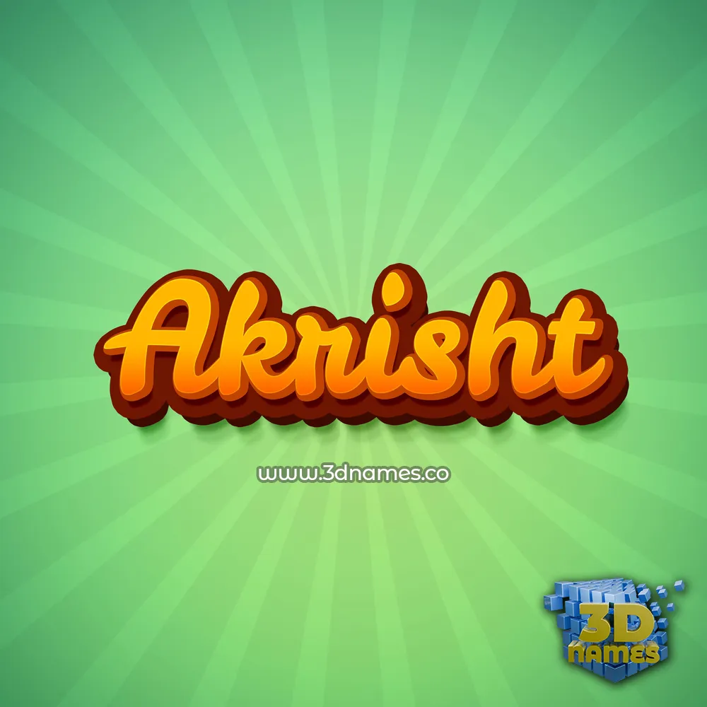 akrisht in Green Rays style - 3D name wallpaper