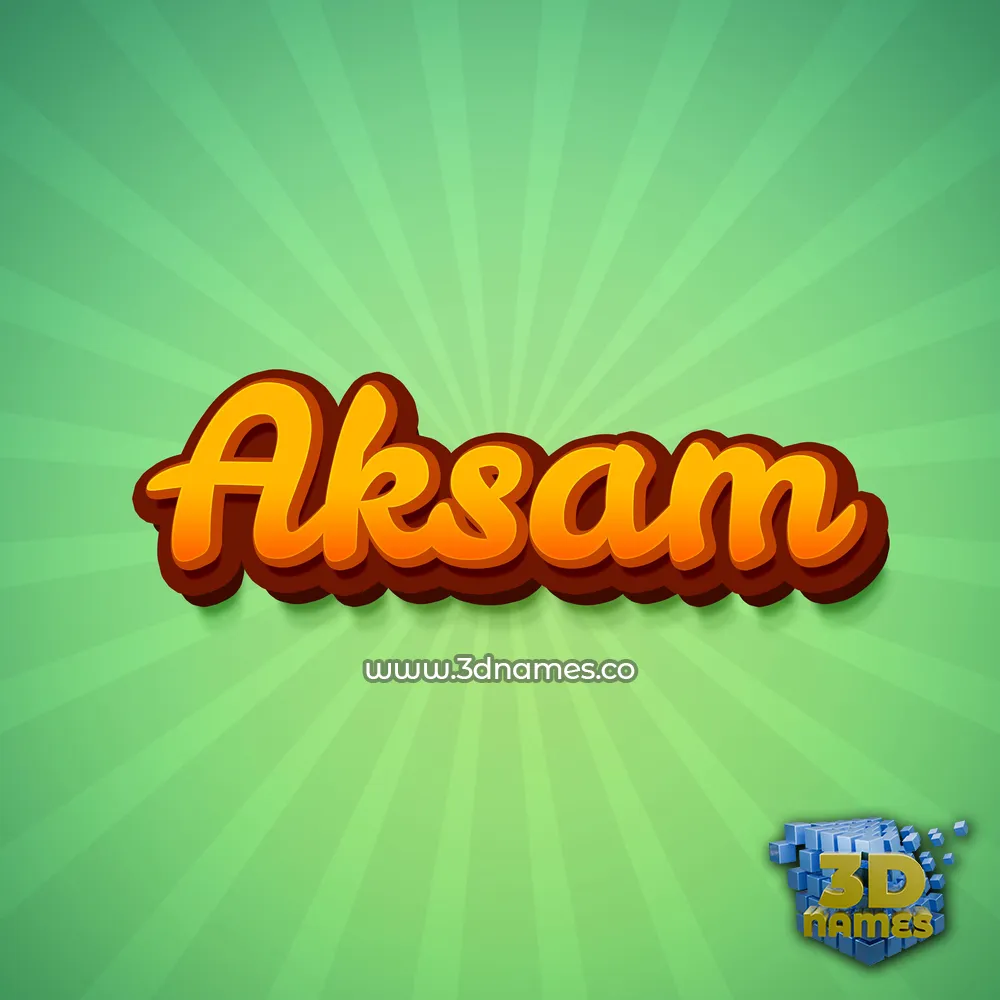 aksam in Green Rays style - 3D name wallpaper