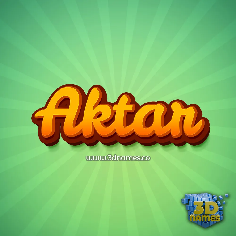 aktar in Green Rays style - 3D name wallpaper