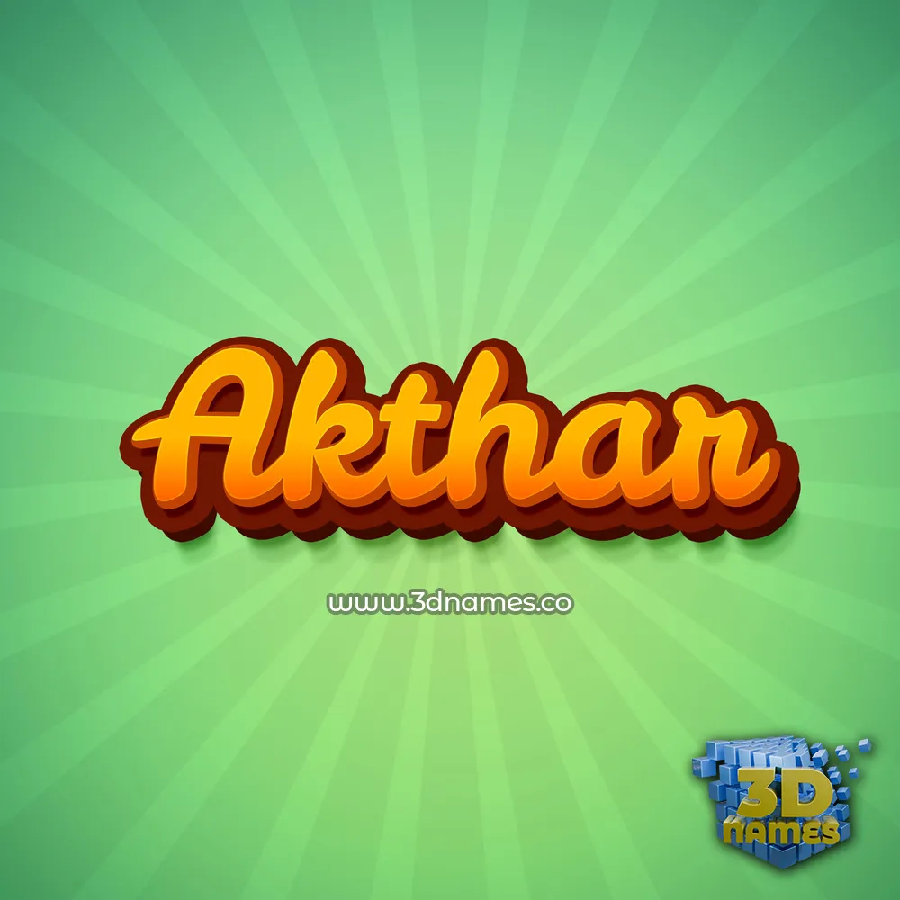 akthar in Green Rays style - 3D name wallpaper