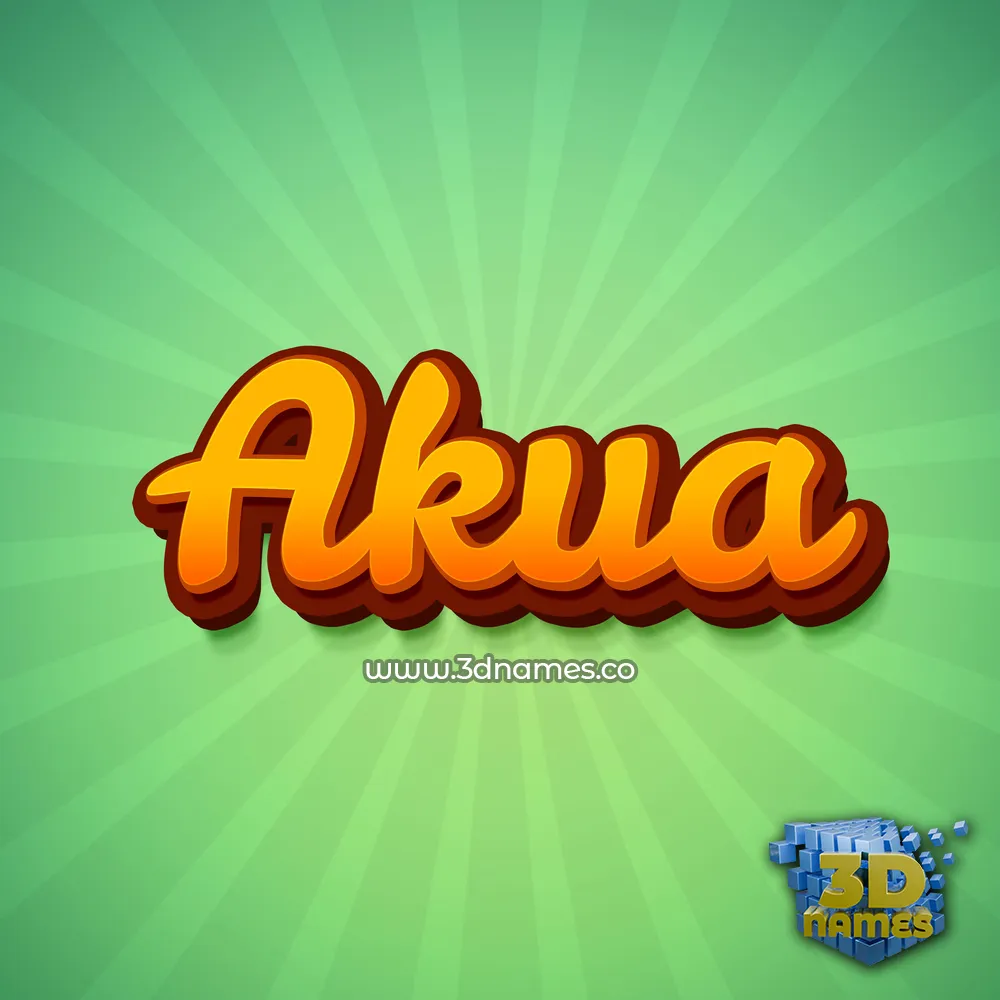 akua in Green Rays style - 3D name wallpaper