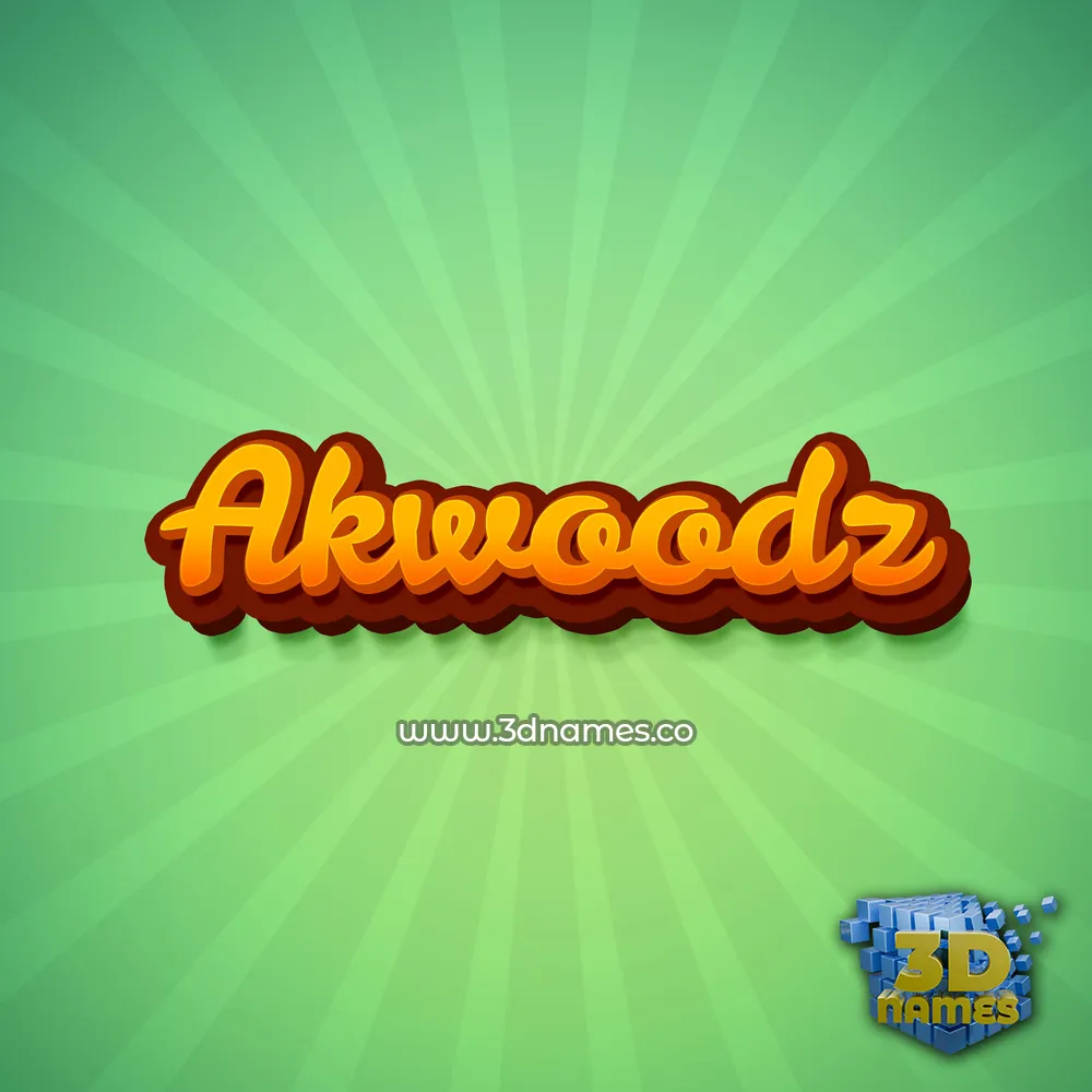 akwoodz in Green Rays style - 3D name wallpaper