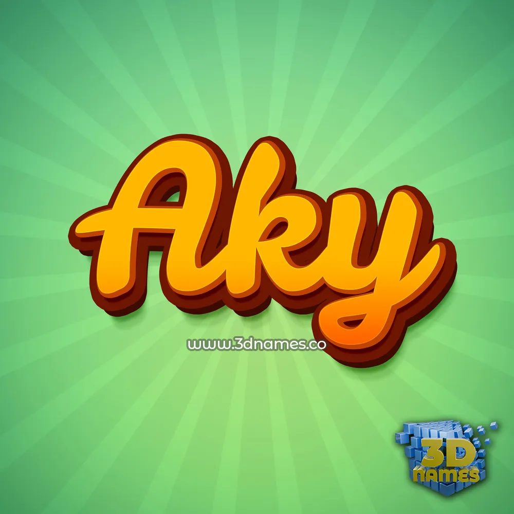 aky in Green Rays style - 3D name wallpaper