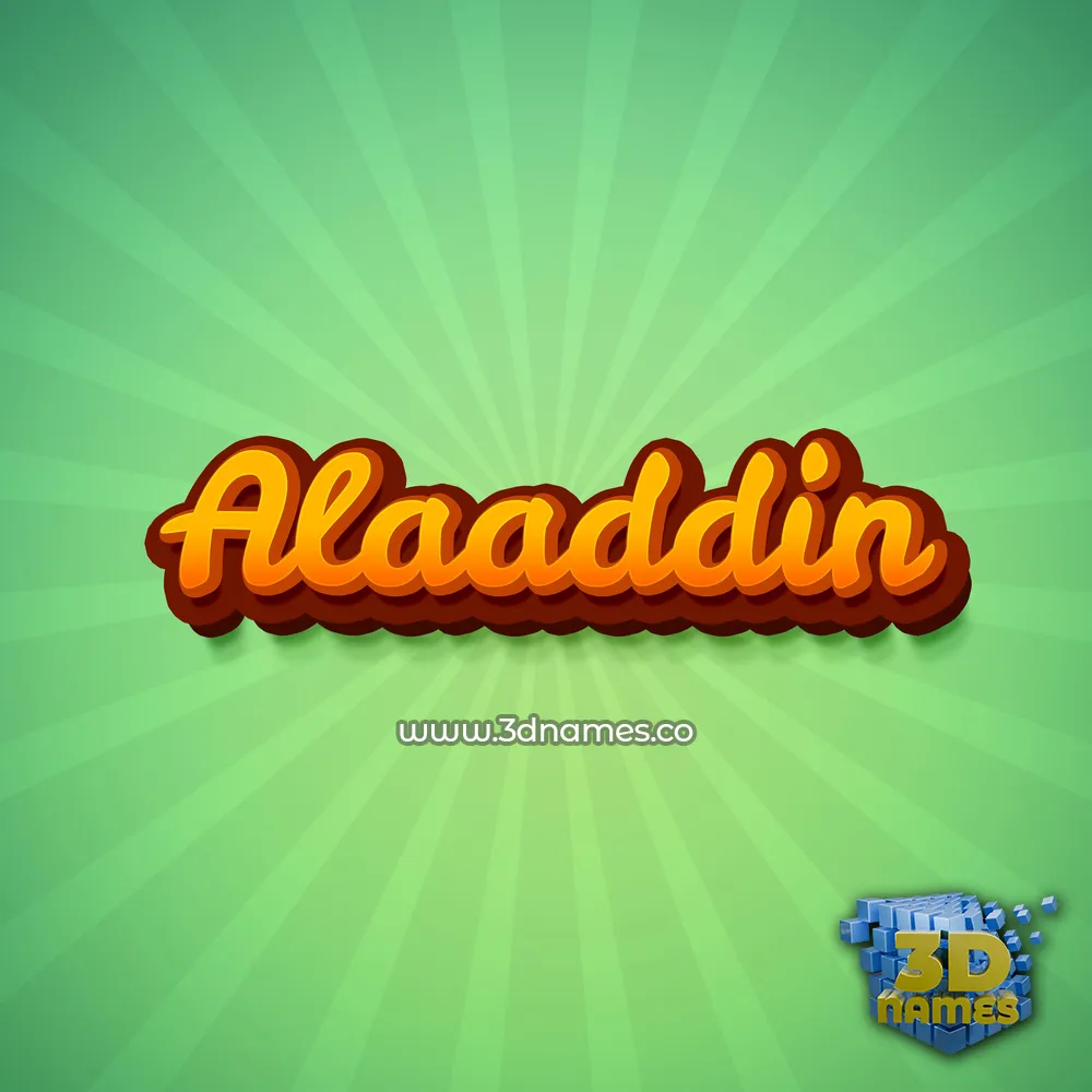 alaaddin in Green Rays style - 3D name wallpaper