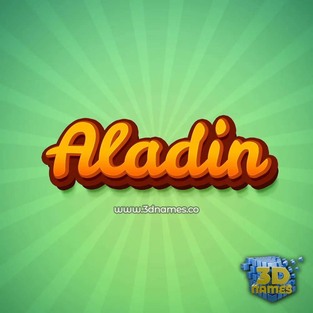 aladin in Green Rays style - 3D name wallpaper