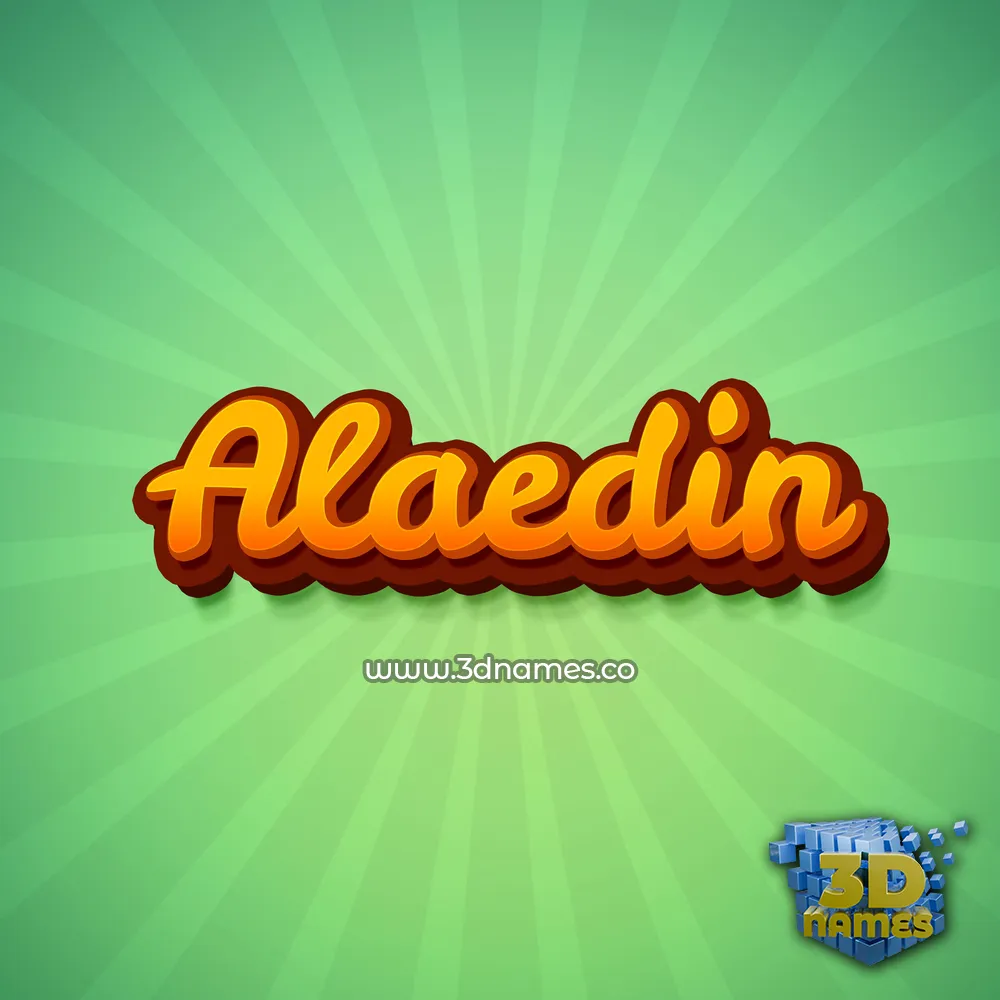 alaedin in Green Rays style - 3D name wallpaper