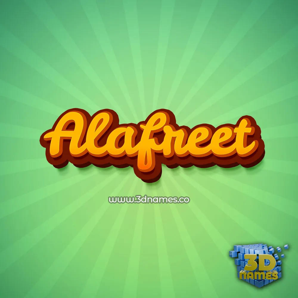 alafreet in Green Rays style - 3D name wallpaper