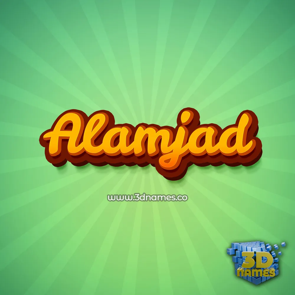 alamjad in Green Rays style - 3D name wallpaper