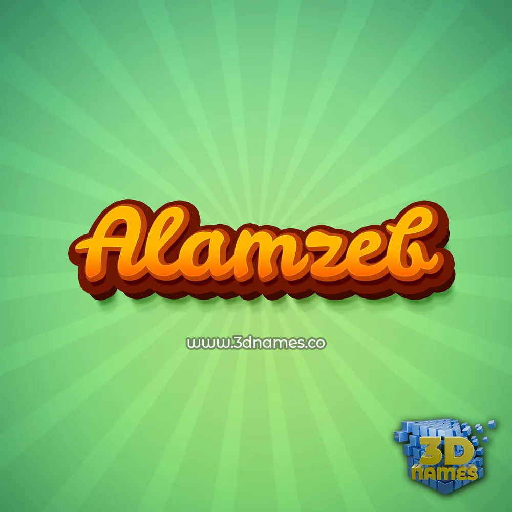 alamzeb in Green Rays style - 3D name wallpaper