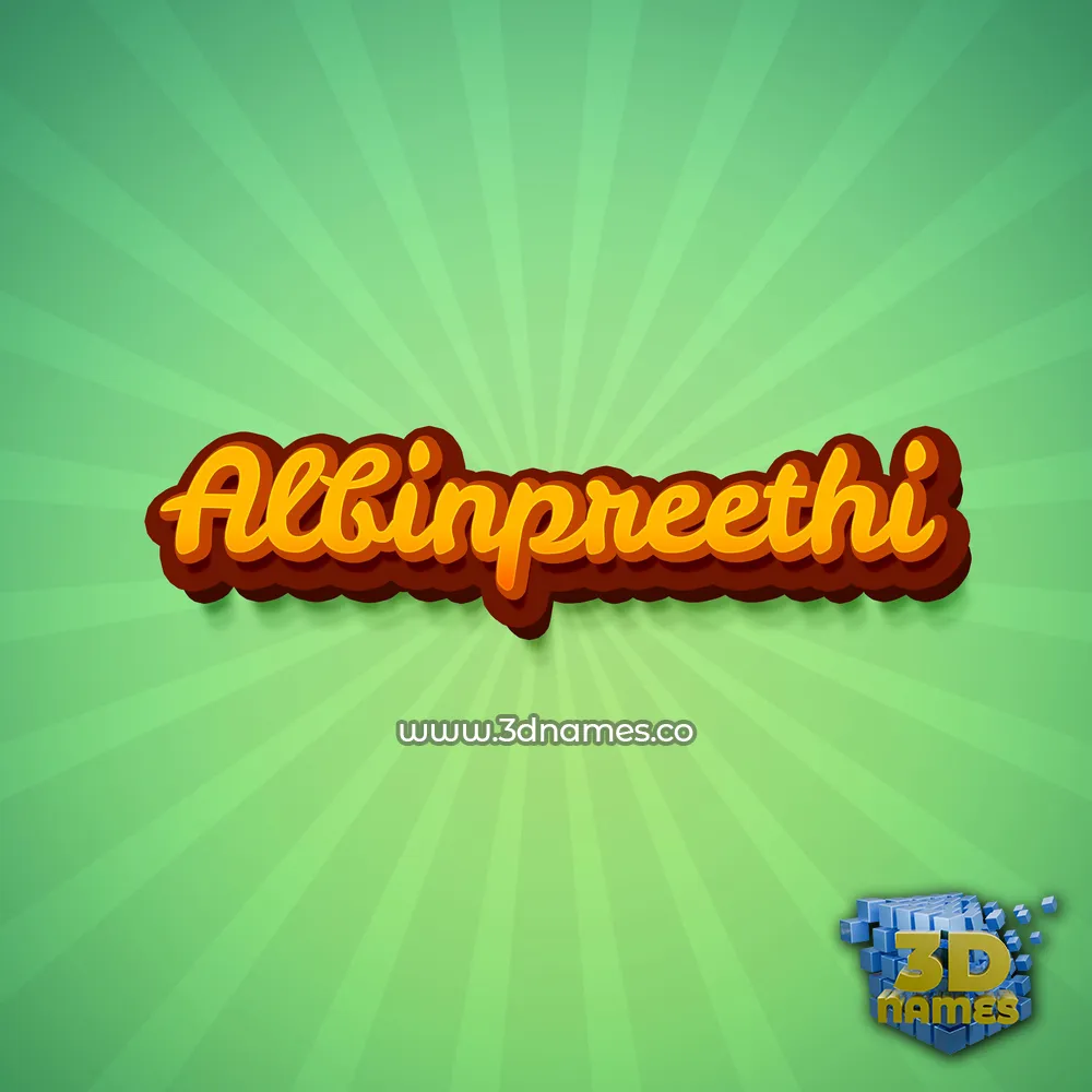 albinpreethi in Green Rays style - 3D name wallpaper