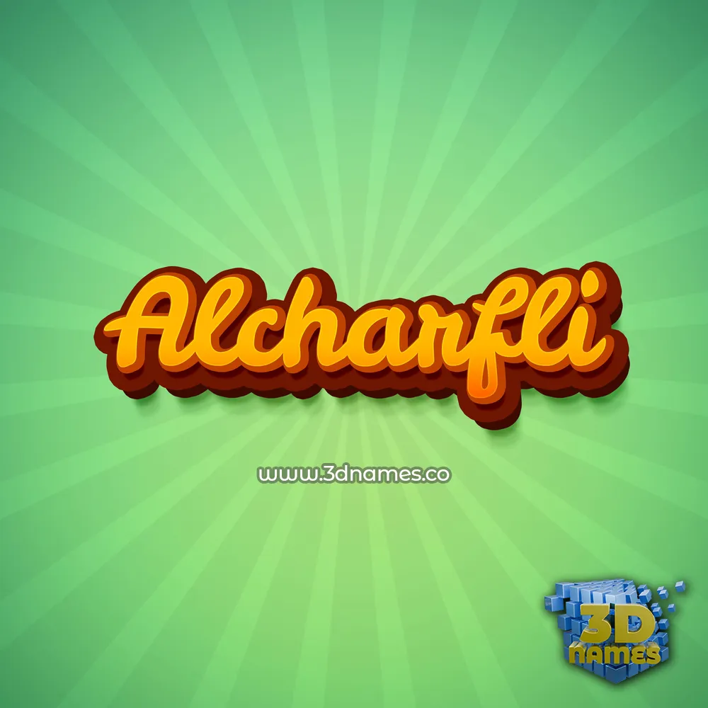 alcharfli in Green Rays style - 3D name wallpaper