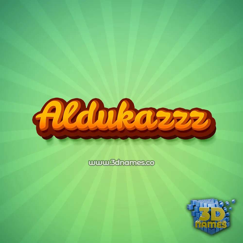 aldukazzz in Green Rays style - 3D name wallpaper