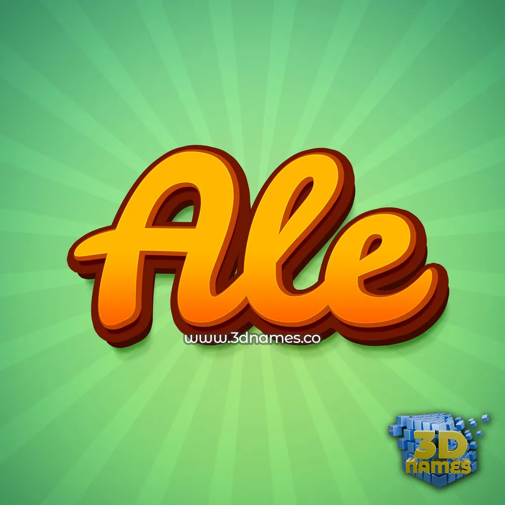 ale in Green Rays style - 3D name wallpaper