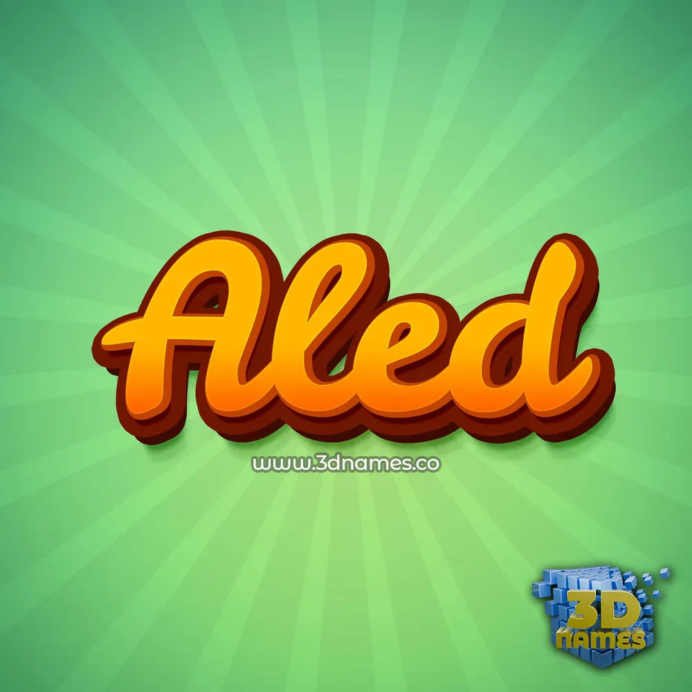 aled in Green Rays style - 3D name wallpaper