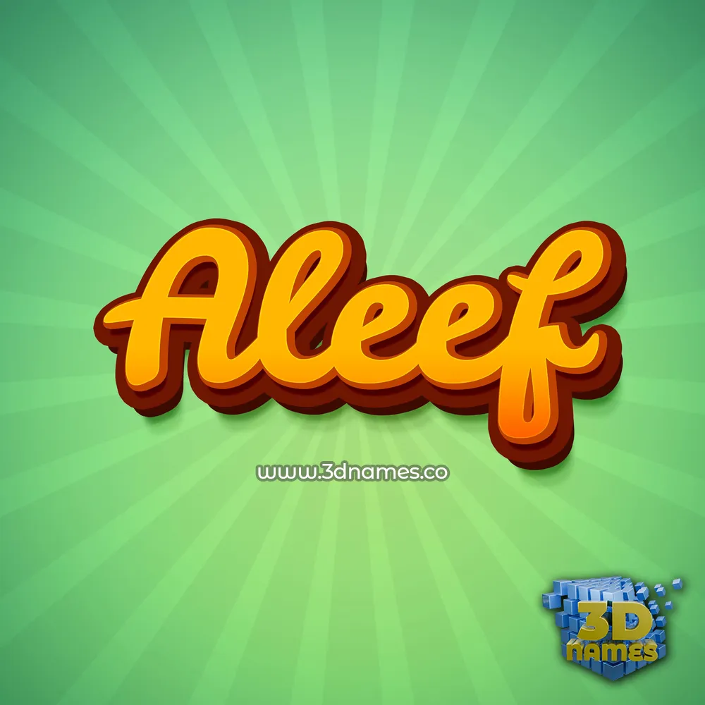 aleef in Green Rays style - 3D name wallpaper