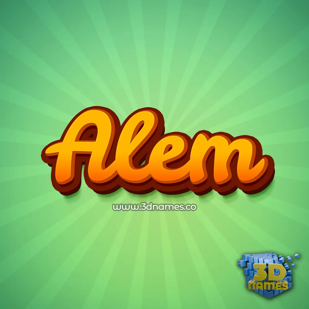 alem in Green Rays style - 3D name wallpaper