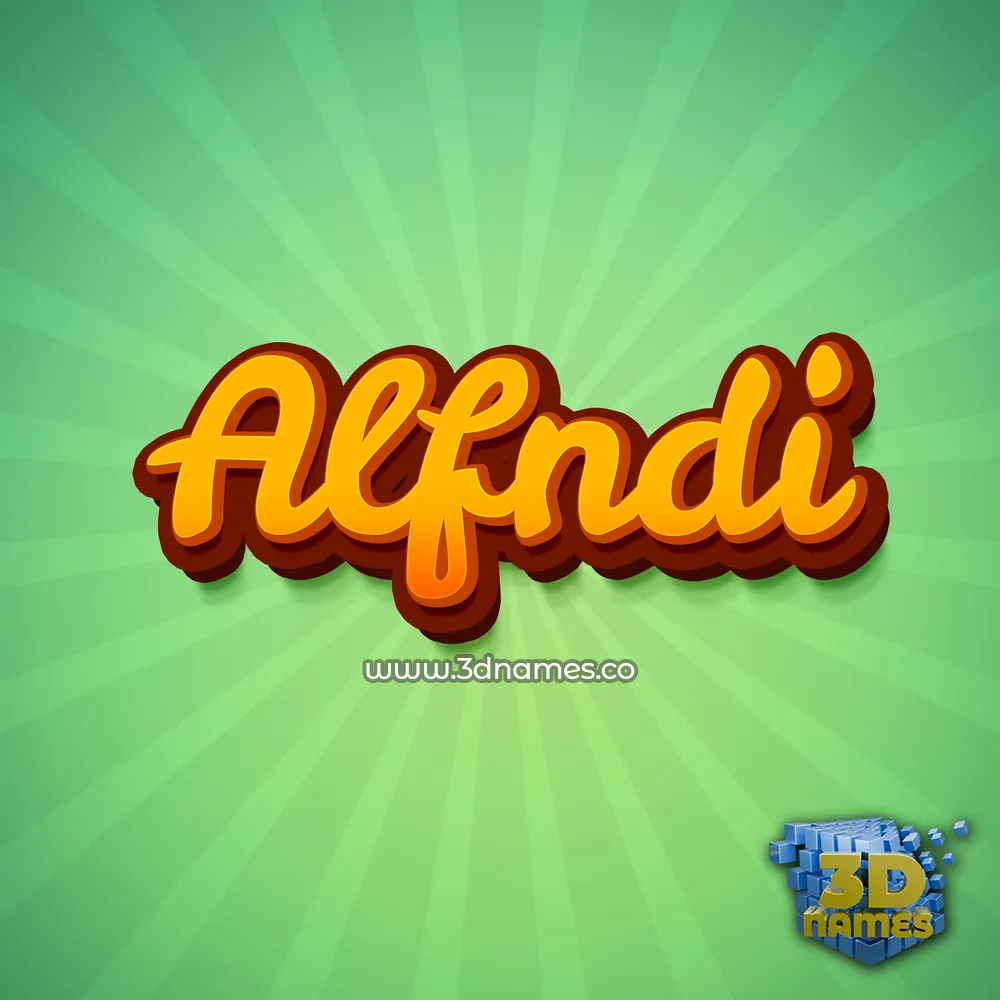 alfndi in Green Rays style - 3D name wallpaper