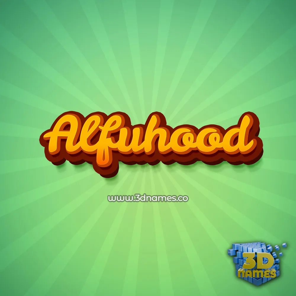 alfuhood in Green Rays style - 3D name wallpaper