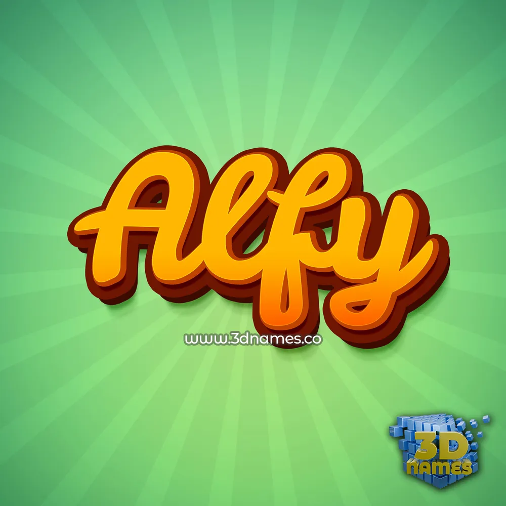 alfy in Green Rays style - 3D name wallpaper