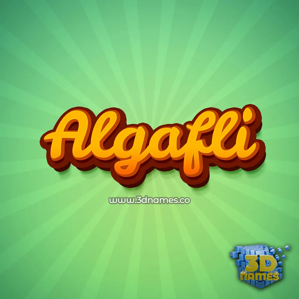 algafli in Green Rays style - 3D name wallpaper