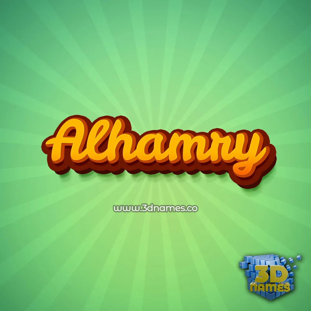 alhamry in Green Rays style - 3D name wallpaper