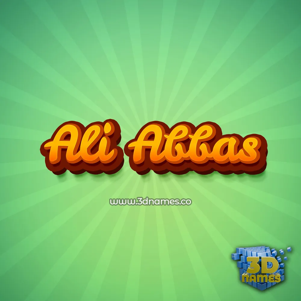 ali abbas in Green Rays style - 3D name wallpaper
