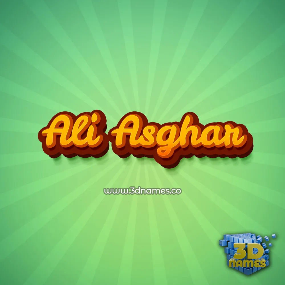 ali asghar in Green Rays style - 3D name wallpaper