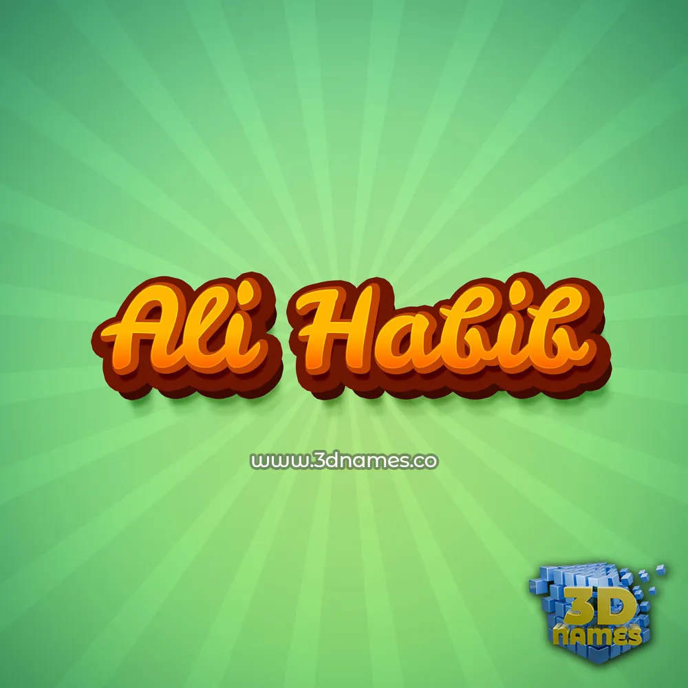 ali habib in Green Rays style - 3D name wallpaper