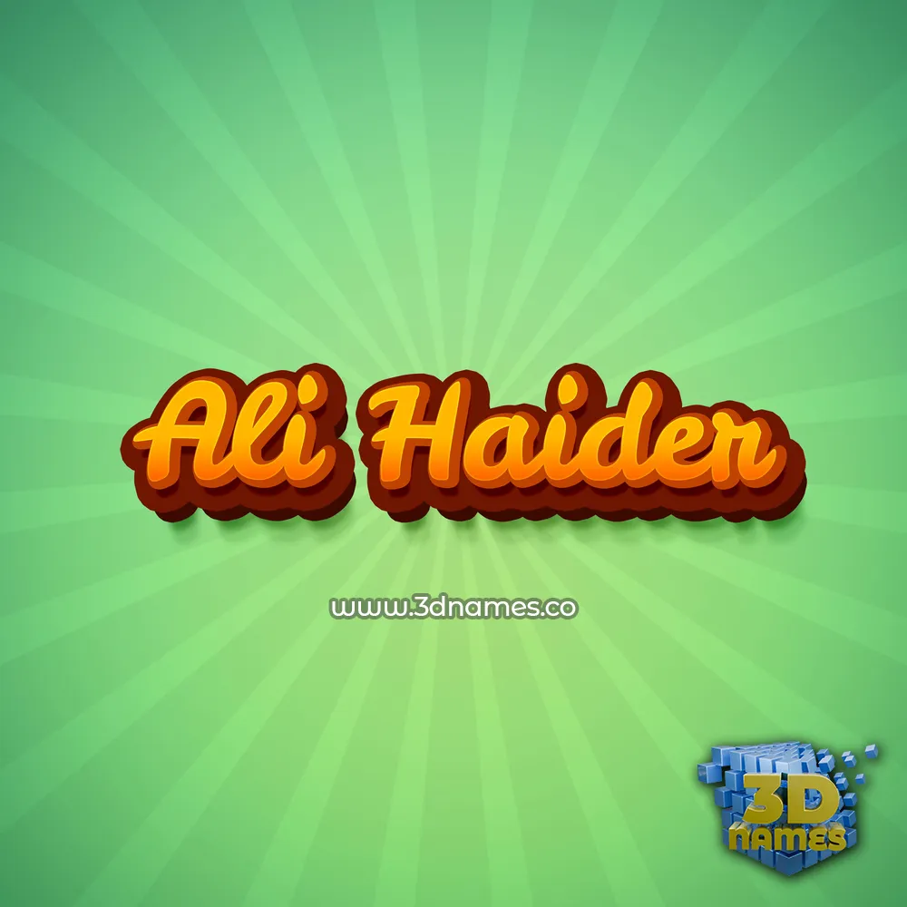 ali haider in Green Rays style - 3D name wallpaper