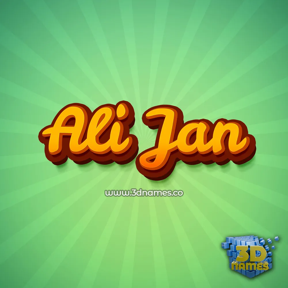 ali jan in Green Rays style - 3D name wallpaper