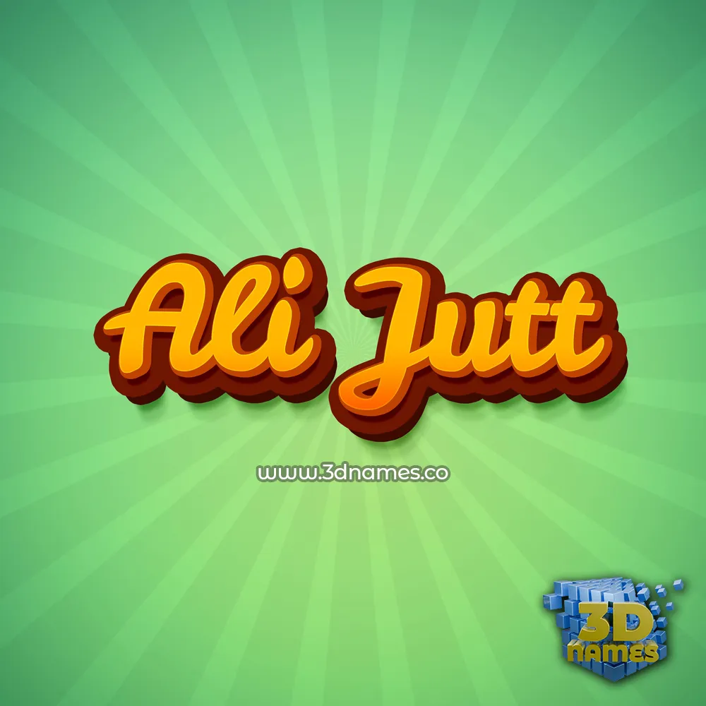 ali jutt in Green Rays style - 3D name wallpaper