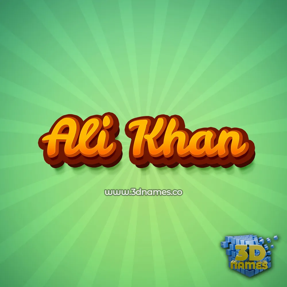 ali khan in Green Rays style - 3D name wallpaper