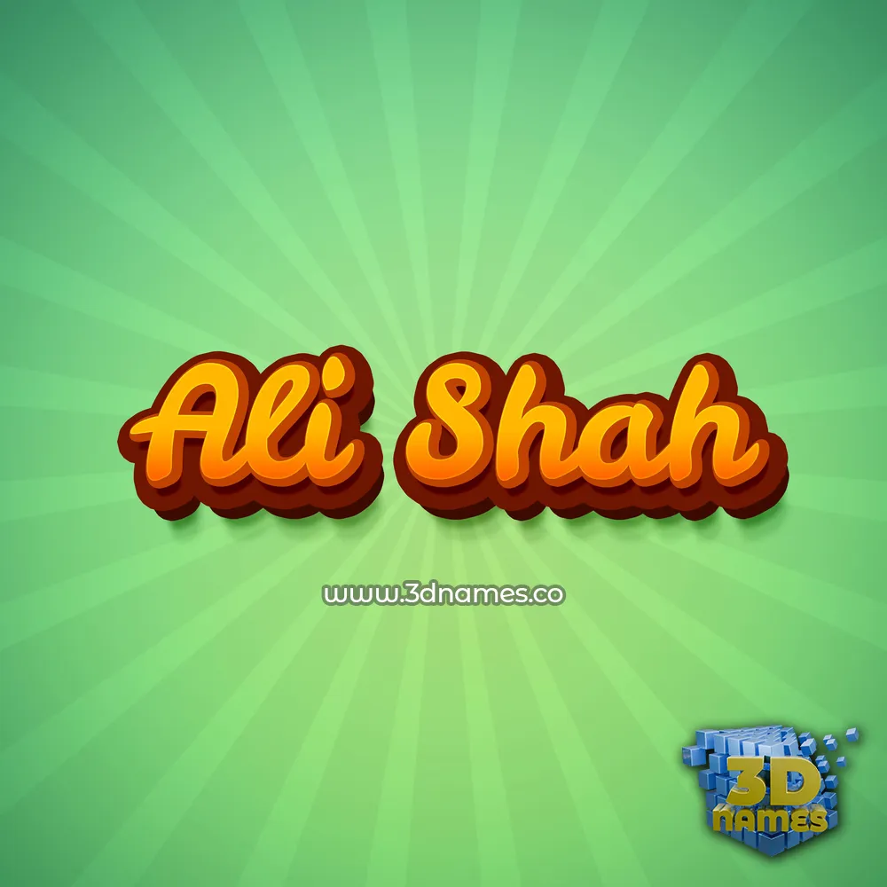 ali shah in Green Rays style - 3D name wallpaper