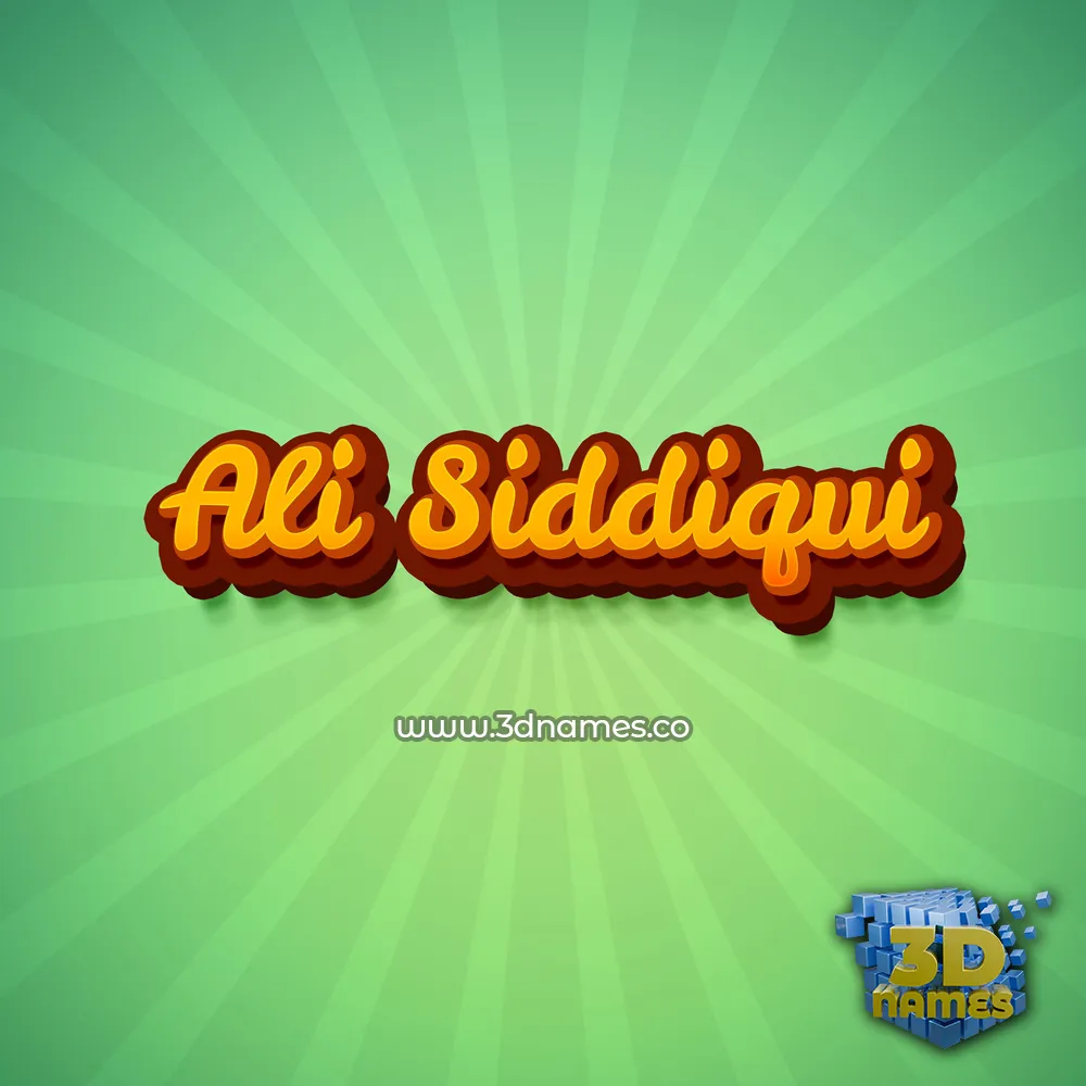 ali siddiqui in Green Rays style - 3D name wallpaper