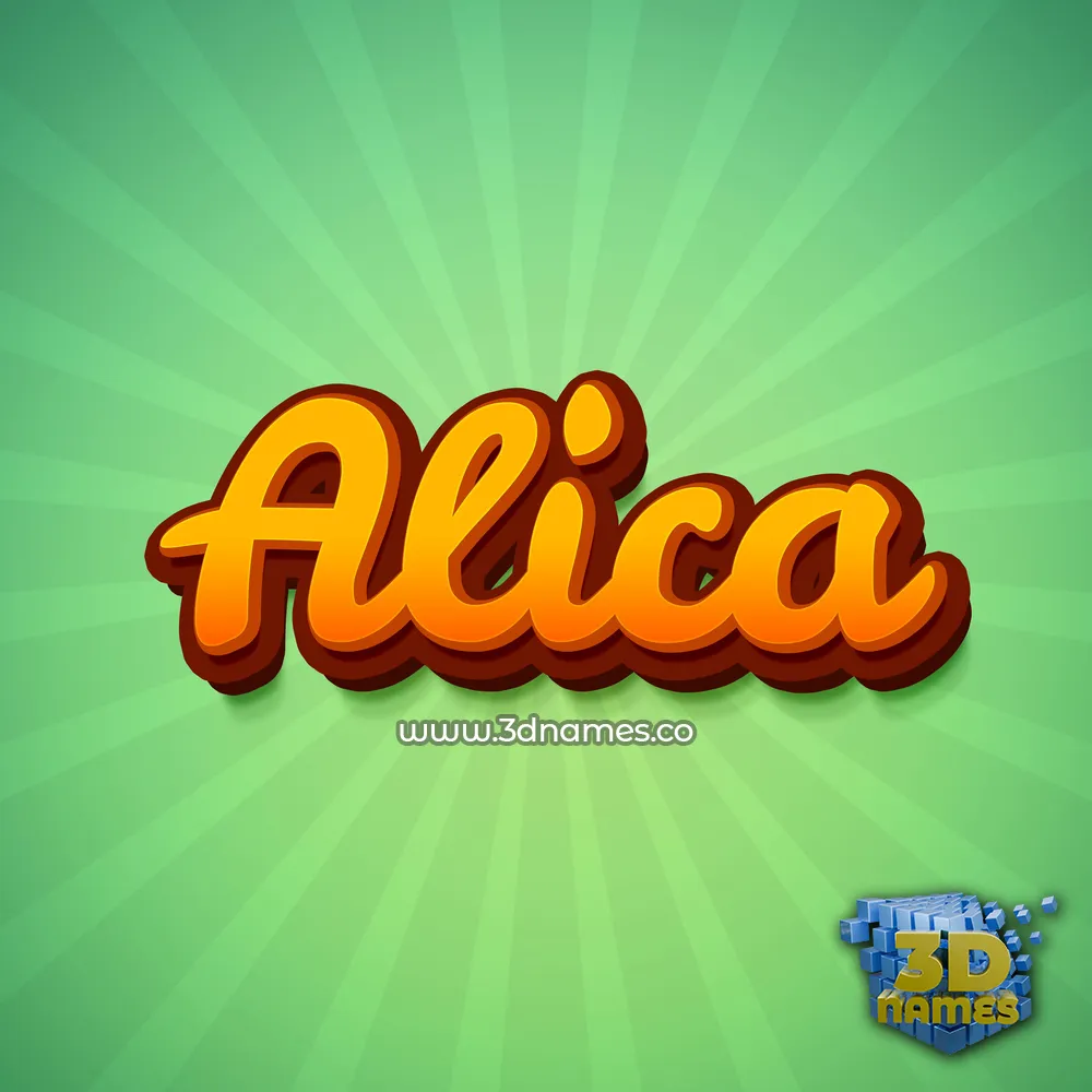 alica in Green Rays style - 3D name wallpaper