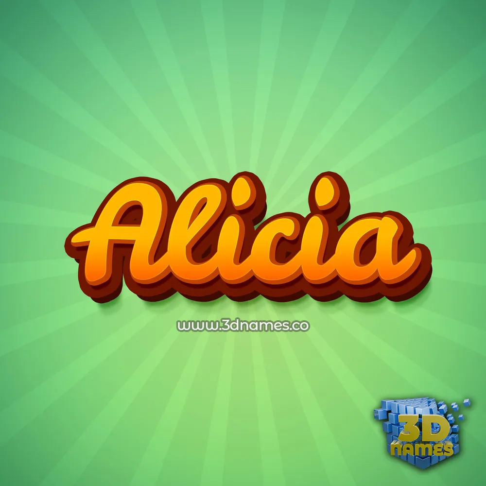 alicia in Green Rays style - 3D name wallpaper