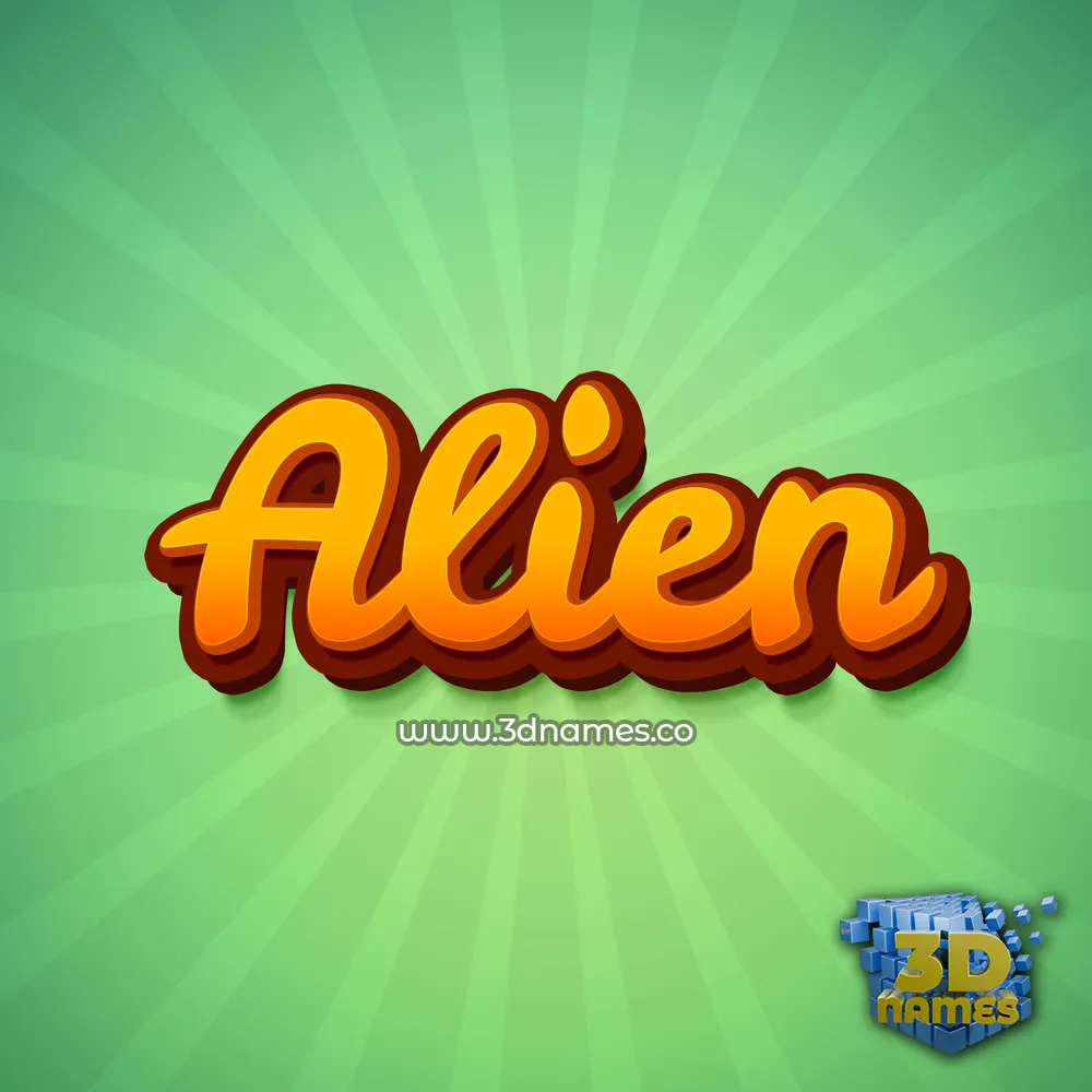 alien in Green Rays style - 3D name wallpaper