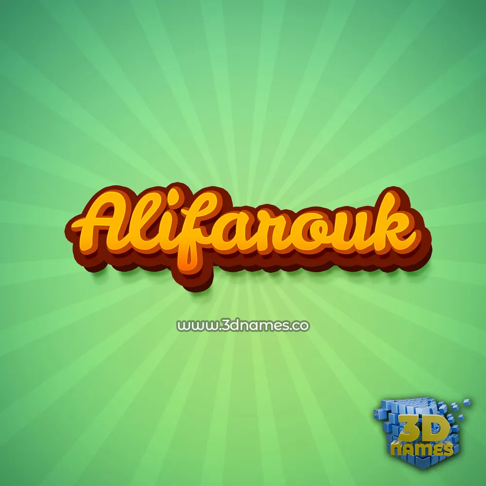 alifarouk in Green Rays style - 3D name wallpaper
